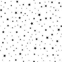 Seamless pattern from a star shape. Black stars on a white background. Vector illustration