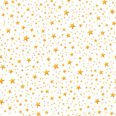 Seamless pattern from a star shape. Gold stars on a white background. Vector illustration