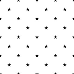 Seamless pattern from a star shape. Black stars on a white background. Vector illustration