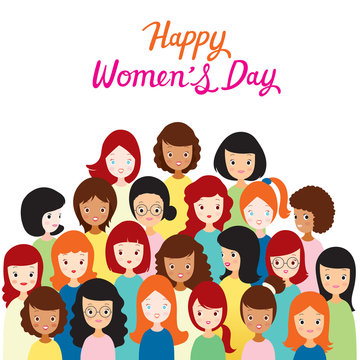 International Women’s Day, Group Of Women With Various Nations And Skin, Female, Heroine, People, Feminism