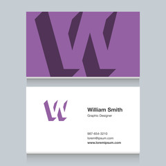 Logo alphabet letter "W", with business card template. Vector graphic design elements for company logo.
