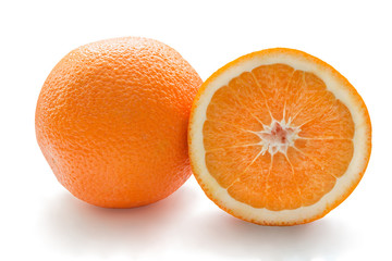 Orang fruit isolate. Orange isolated on white. whole and half