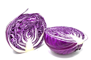 Studio shot of purple cabbage, cut in half - 195043507