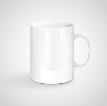 Realisctic white mug, vector.