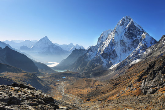 Ama Dablan and Cholatse peaks from Dzongla, Chola Pass, Nepal