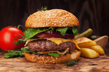 Tasty grilled home made burger