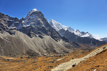 Views after crossing Cho La pass in Everest region, Nepal