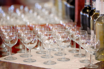 Table glass set for event party or wedding reception