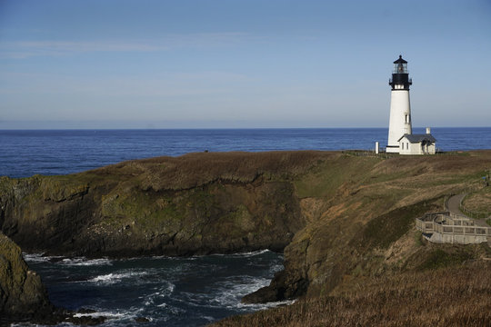Light house at Yaquina Bay National Park in Newport, Oregon