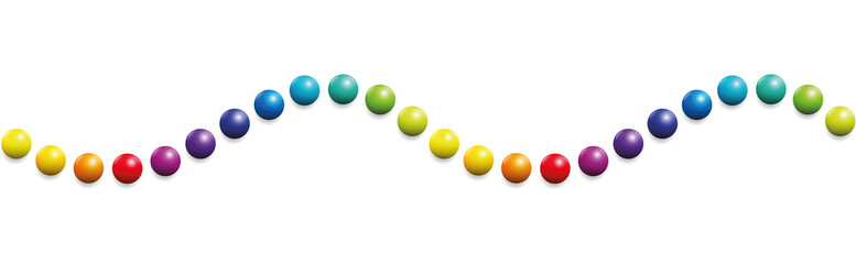 Colored balls. Horizontal wave pattern. Seamless extendable illustration on white background.