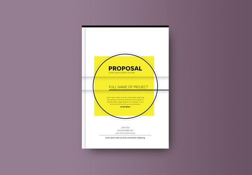 Book or Report Cover Layout with Yellow Element 1