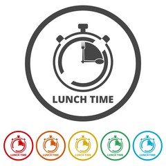 Time For Lunch, Flat Lunch Time icon, 6 Colors Included