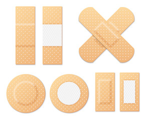 Medical adhesive tape plasters vector set