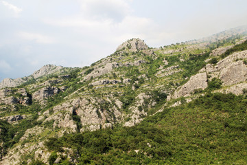 Fototapeta na wymiar Mountain terrain in Podgoritsa, Montenegro