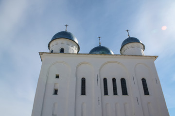 Fototapeta na wymiar The Orthodox Church, the Novgorod, the Golden domes