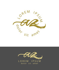 Fototapeta na wymiar A Z. Initials Monogram Logo Design. Dry Brush Calligraphy Artwork
