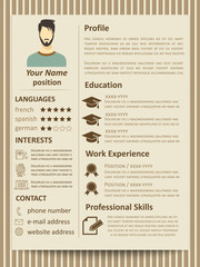 Modern flat male resume tempate with design elements