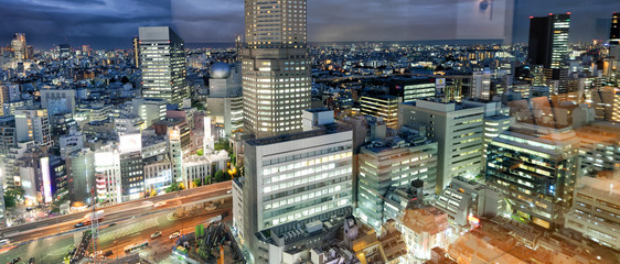 Aerial view of Tokyo buildings in Shibuya