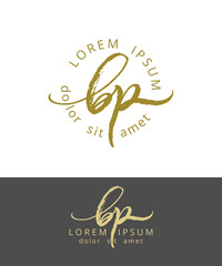 B P. Initials Monogram Logo Design. Dry Brush Calligraphy Artwork