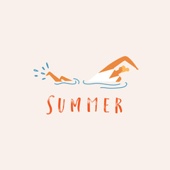 Summer beach illustration in vector.