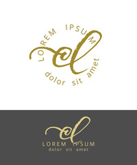 C L. Initials Monogram Logo Design. Dry Brush Calligraphy Artwork