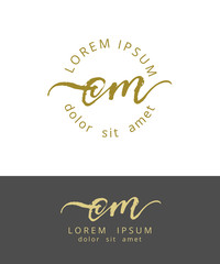 C M. Initials Monogram Logo Design. Dry Brush Calligraphy Artwork