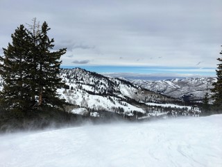 Winter majestic views around Wasatch Front Rocky Mountains, Brighton Ski Resort, close to Salt Lake and Heber Valley, Park City, USA