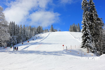 Skiing at Feldberg. Black Forest, Germany.