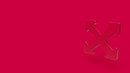 3D Icon of expand isolated on a red background.