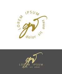 G V. Initials Monogram Logo Design. Dry Brush Calligraphy Artwork