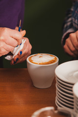 Latte art on the cup