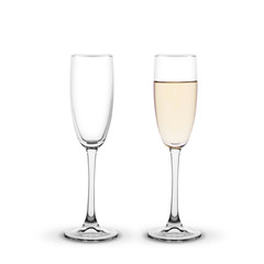 champagne glass on white background