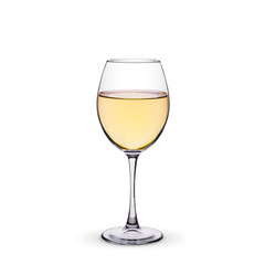 glass of white wine on a white background