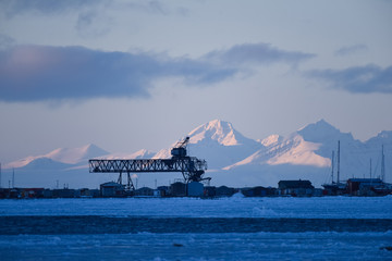  Wallpaper norway landscape nature of the mountains of Spitsbergen Longyearbyen city Svalbard   arctic winter  polar day © bublik_polina