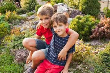 Two brothers outdoors