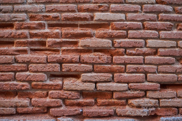 Close up of old broken brick wall for background and texture
