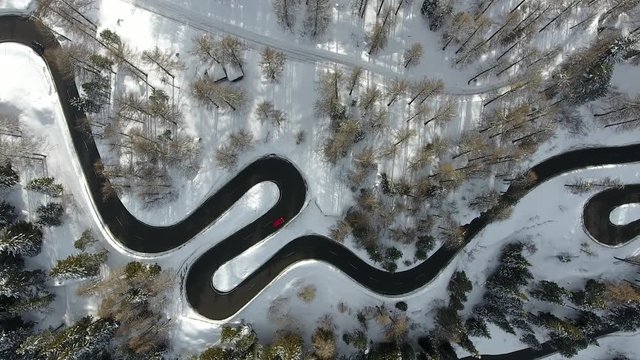 small moutain road in winter condition - Switzerland