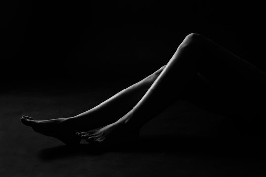woman legs black and white backlight