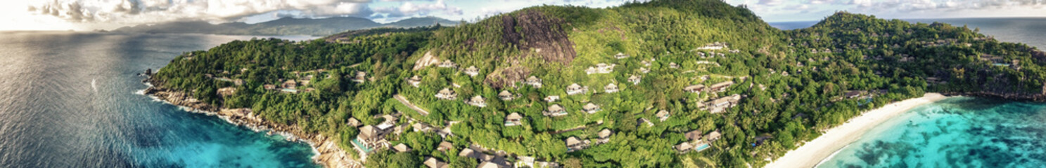 Panoramic aerial view of Seychelles Islands, Mahe'