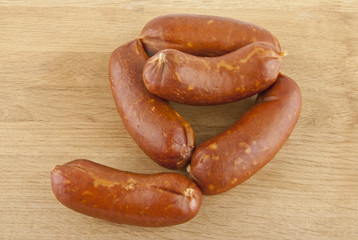 sausage on a wooden background