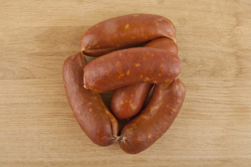 sausage on a wooden background