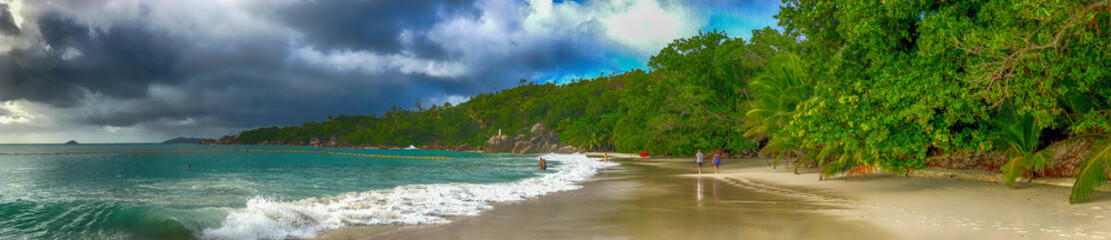 Fototapeta na wymiar Panoramic view of Anse Lazio, Praslin - Seychelles