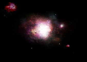 Stars, dust and gas nebula in a far galaxy