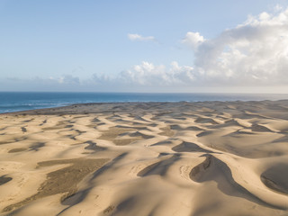 Fototapeta na wymiar Aerial view of Sand dunes on the beach of Maspalomas, Gran Canaria
