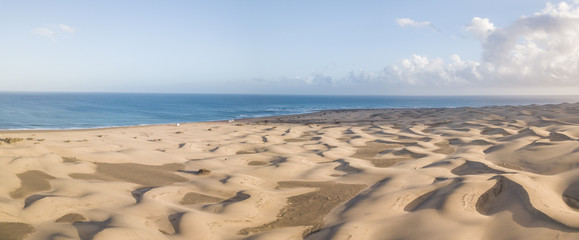 Fototapeta na wymiar Aerial view of Sand dunes on the beach of Maspalomas, Gran Canaria