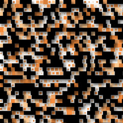 Fototapeta premium Black and orange pixels. Geometric mosaic of squares. Vector illustration.