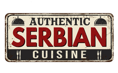 Traditional serbian cuisine vintage rusty metal sign