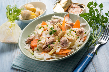 salad with fennel mackerel artichoke and carrot