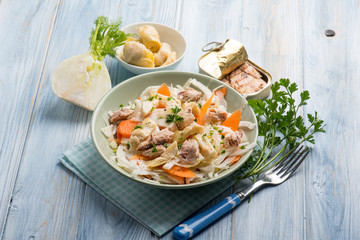 salad with fennel mackerel artichoke and carrot