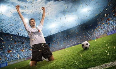 Crédence de cuisine en verre imprimé Foot Joueur de football en liesse